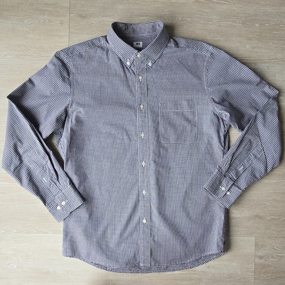 Uniqlo Black & White Micro Checks Shirt L